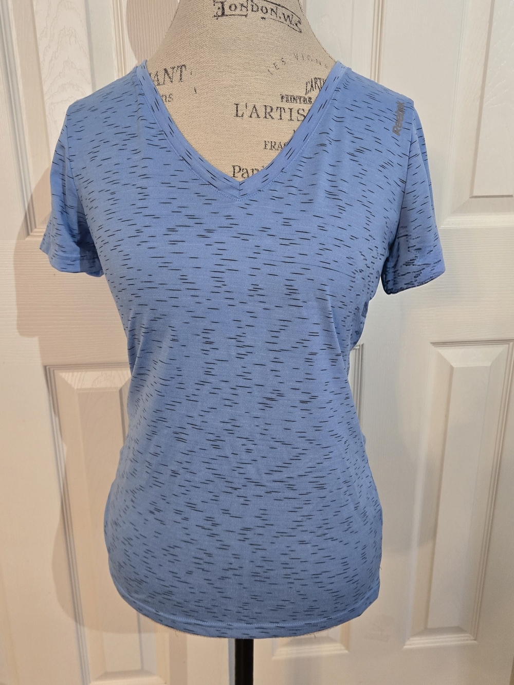 Light Blue V-Neck Short Sleeve Top